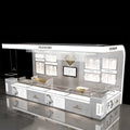 Custom Modern Luxury LED Light Jewelry Showcase Small Shop Kiosk for Mall Retail Store Glass Metal MDF Acrylic Material