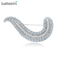LUOTEEMI Women Luxury White Gold Plated Full Sparkling Cubic Zirconia Vintage Scarf Pin Fashion Brooch