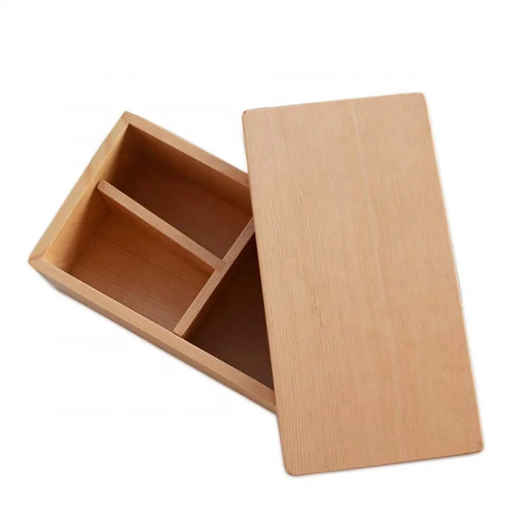 Classical Hot Sell Japan Style Handmade Single  Layer  Rectangle Wooden Sushi Bento Lunch Box