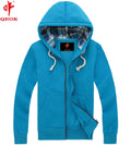 Plus Size Men's Hoodies Tracksuit 2024 Autumn Winter Drawstring Pocket Hooded Sweatshirt Long Sleeve Zip Slim Coat Male Jacket