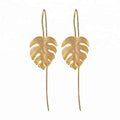 Lotusfun Fashion Leaf Silver Dangle Gold Earring Fine Jewelry for Women