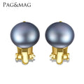 PAG&MAG Women Fashion 925 Sterling Silver Pearl No Need Ear Pierced Clip on Earrings