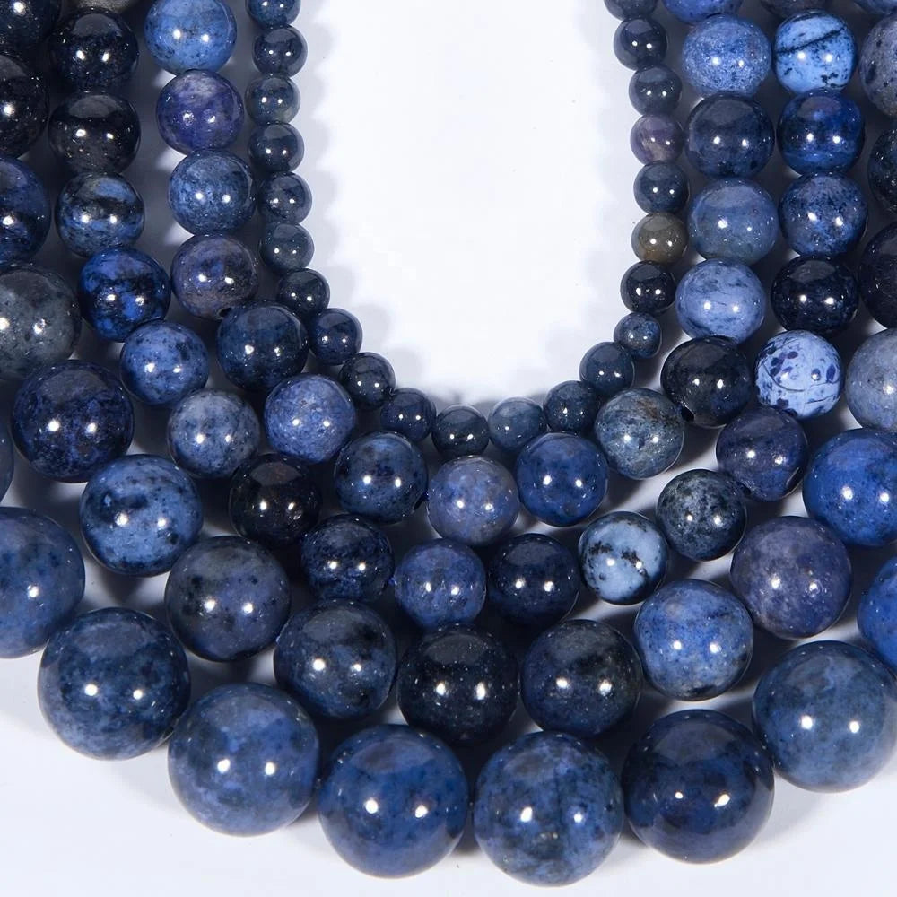 Hot Selling Beads for Jewelry Making Natural Smooth Blue Dumortierite Gemstone Loose Beads 4mm 6mm 8mm 10mm