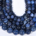 Hot Selling Beads for Jewelry Making Natural Smooth Blue Dumortierite Gemstone Loose Beads 4mm 6mm 8mm 10mm