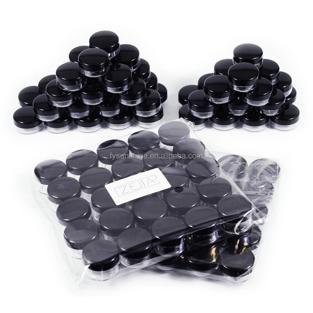 Black Plastic Mini Cosmetic 3g Jar pink Cosmetic Mini clear Jar