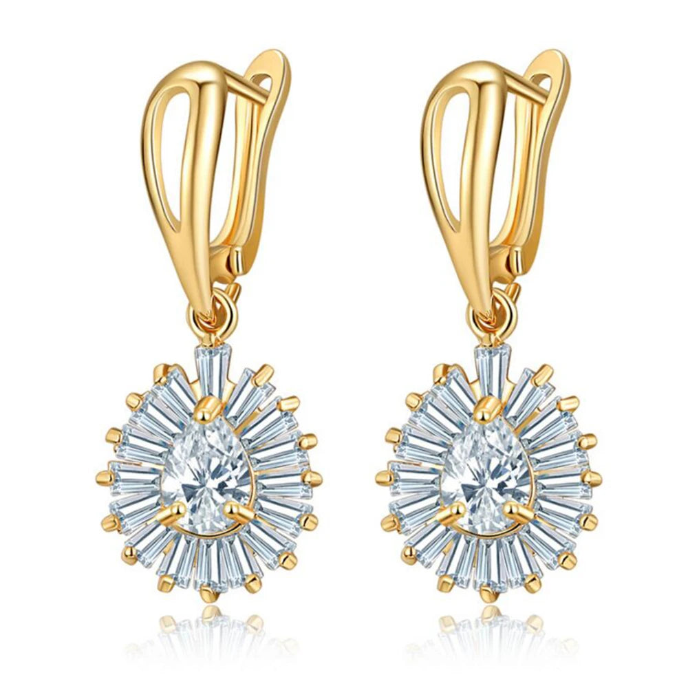 Cute Romantic Lovely Clear Stone Water Drop Convenient Simple Stud Earrings Cubic Zirconia for Women Party
