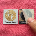 Shiny Thread Knitting logo Woven Label With Glue Backinglaser Cut Garment Iron on Label With Adhesive