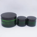 200g Wide Mouth Green Cream Jar Cosmetic with Black Plastic Lid