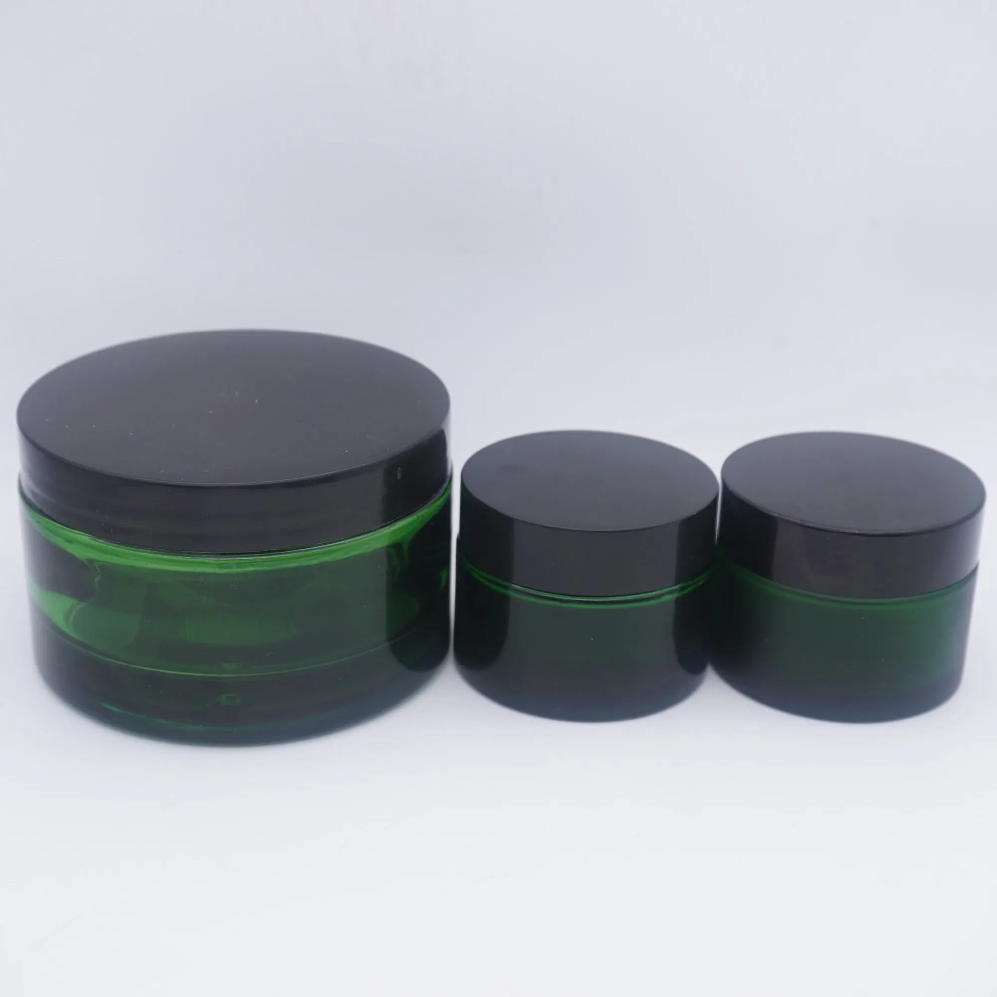 200g Wide Mouth Green Cream Jar Cosmetic with Black Plastic Lid
