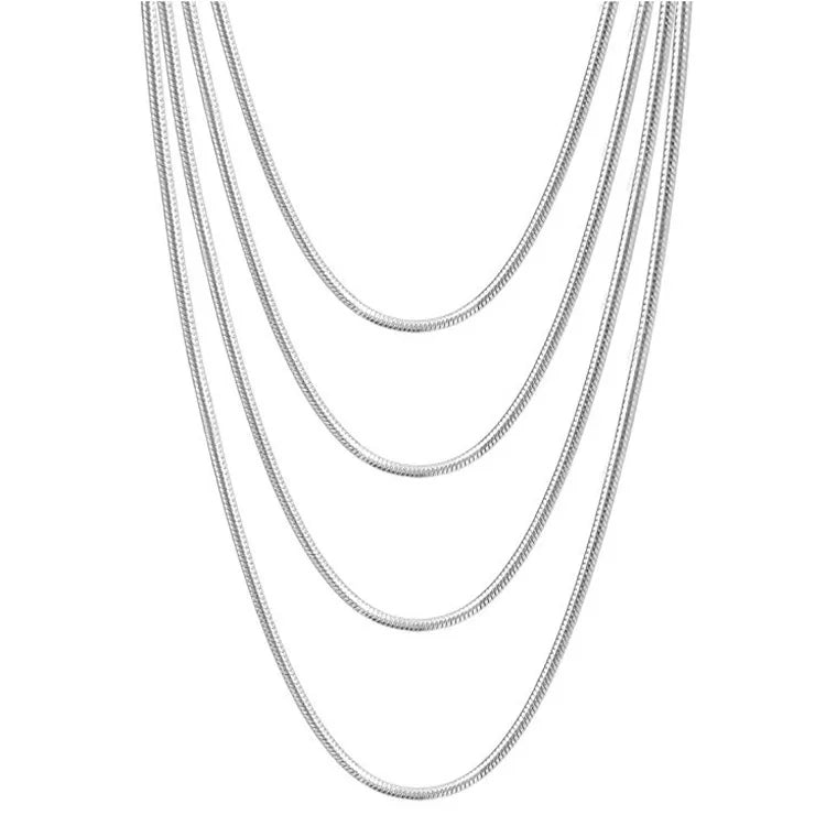High Quality Stainless Steel Snake Necklace 0.9mm-2mm Snake Chain Gold Silver Trendy Styles Agate Main for Orthodox Jewelry