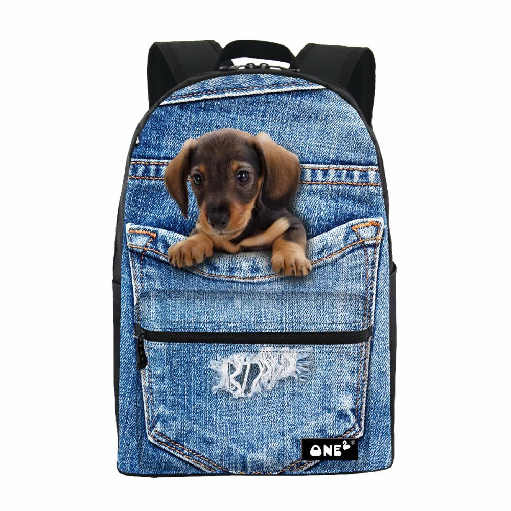 Wholesale Preppy Style 600D Polyester School Backpack College Dog Design Customizable Unisex Fashionable Daily Laptop Backpack