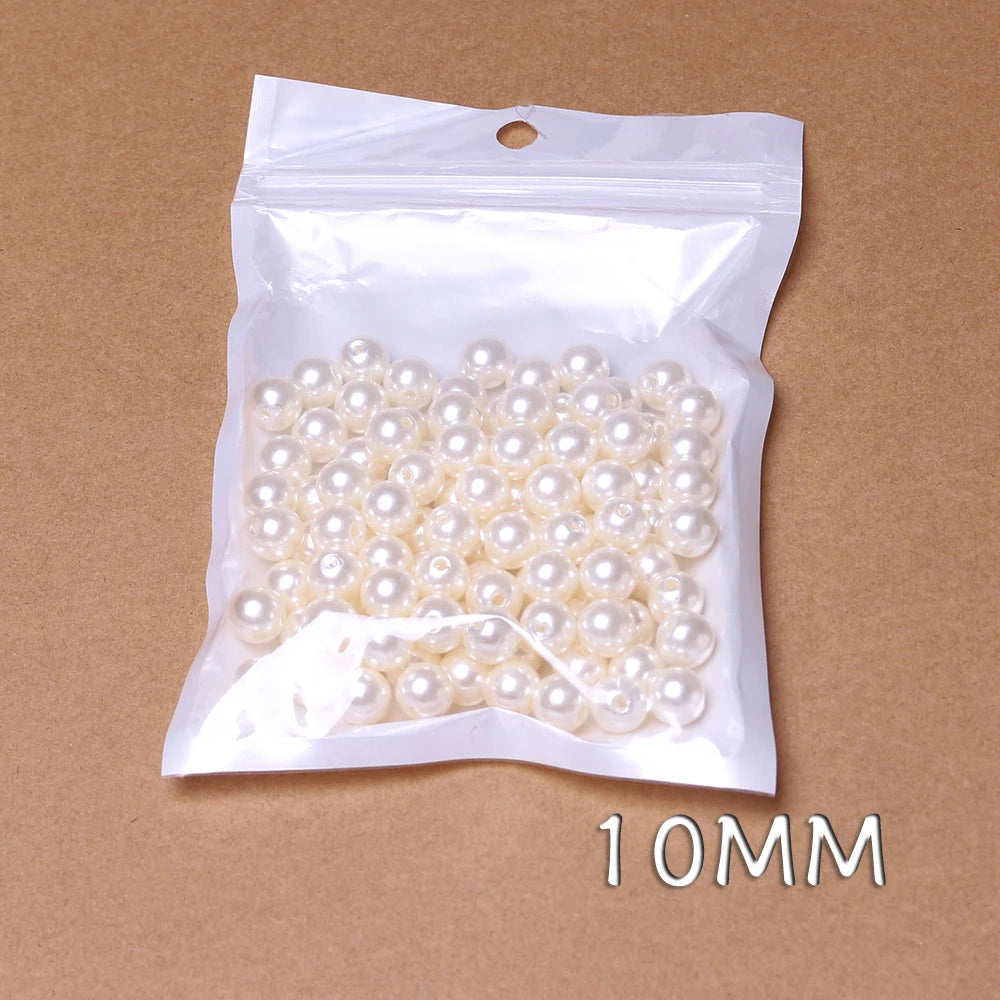ZHB 10MM Plastic Pearl Beads for Jewelry Making Kids Bulk ABS Beads for Bracelets Charms Necklaces DIY Crafts Accessories