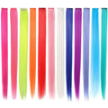 22 Inches Multi-colors Party Highlights Colorful Clip in Synthetic Hair Extensions Straight Long Hairpiece