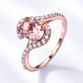 Gemstone Jewelry Anniversary Gift Morganite Engagement Ring Rose Gold Plated 925 Sterling Silver Dainty Natural Diamond Women