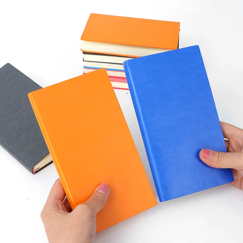 Custom Printed A7 Calendar Notebook Soft PU Leather Cover with Saddle Stitching Travelers' Pocket on Sale