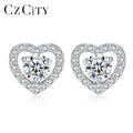 CZCITY Classic Tiny Zircon Inlay Heart Shape 925 Sterling Silver Stud Earrings for Women Delicate Girl Earrings Fine Jewelry