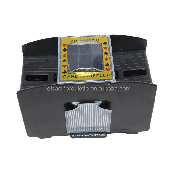 QINLONG Luxury 4-Deck Semi-Automatic Card Shuffler Premium Entertaining Shuffle Machine for Family Card Games