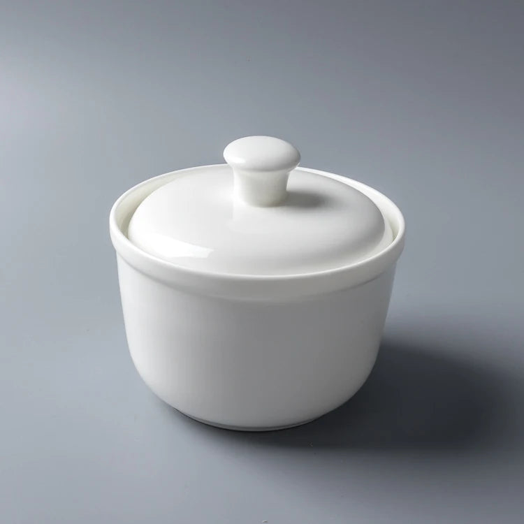 400ml Round Bowls Hotel Use Porcelain Tableware Stew Cooker With Ceramic Inner Pot Ceramic Stew Ceramic Pot Stew with Lid
