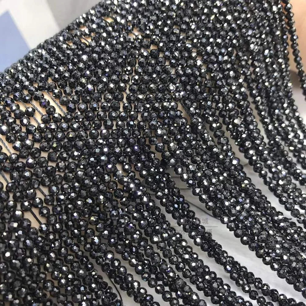 2mm Black Round Faceted Zircon Beads Fashionable Fashion Stone for Jewelry Making & Crafts Loose Gemstone