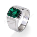 MSR-072 2.2ct Emerald Stone Rings 14k White Gold Ring for Men