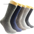 Winter Patterned Merino Wool Thick Crew Casual Anti-Bacterial Anti-Slip Breathable Thermal Men Socks