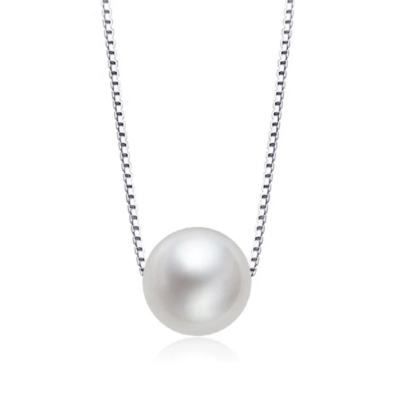 CMX02 Elegant Korean Shell Pearl Charm Designer Necklace Women Fine Jewelry 925 Sterling Silver Bead Pendant Necklace
