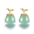 Lotus Fun Handmade 925 Silver 18k Gold Plated Natural Aventurine Gem Stone Spring Fresh Bud Stud Earrings Fine Jewelry for Women