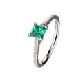 Fashionable Luxury 925 Sterling Silver Engagement Gemstone Nano Square Turkish Emerald Ring