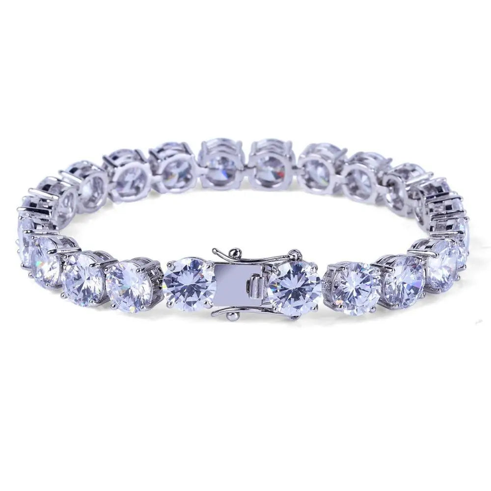 Hip Hop Bling Iced Out Mens Hip Hop Bracelet Zircon Tennis Chain Bracelets Women Men 1 Row CZ Link Chain Jewelry Gold Silver