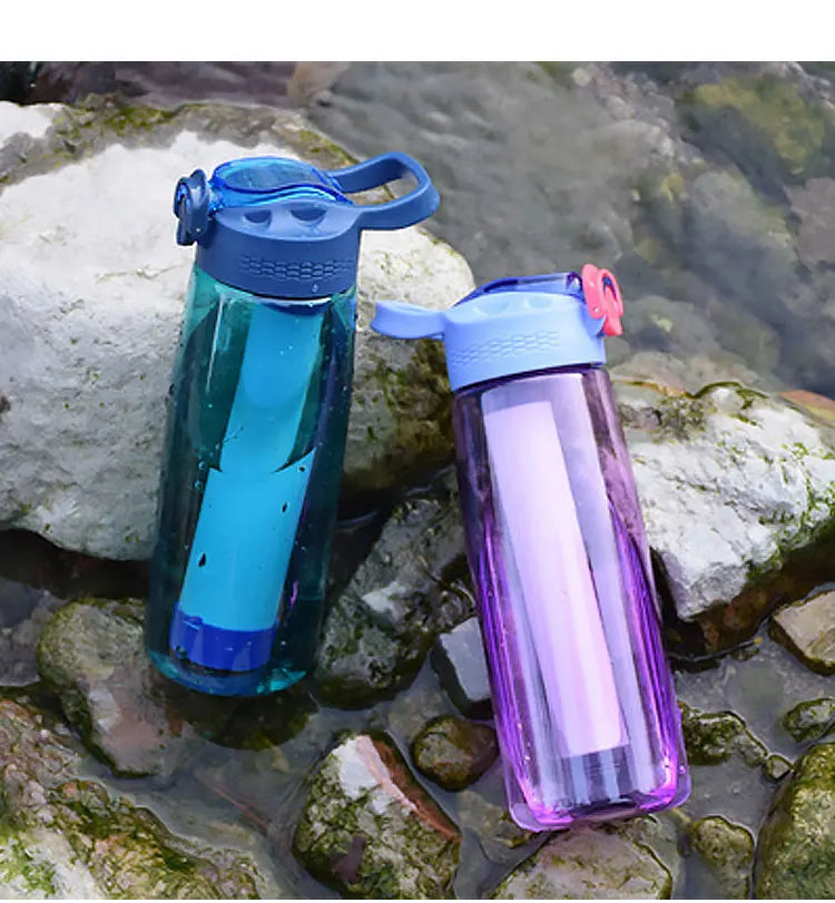 Leak Proof Sport Alkaline Bottle with Straw Carbon Water Filter Bottle