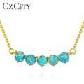CZCITY Wholesale 925 Sterling Silver Heart Shape Gemstone Opal Necklace Fashion Necklace