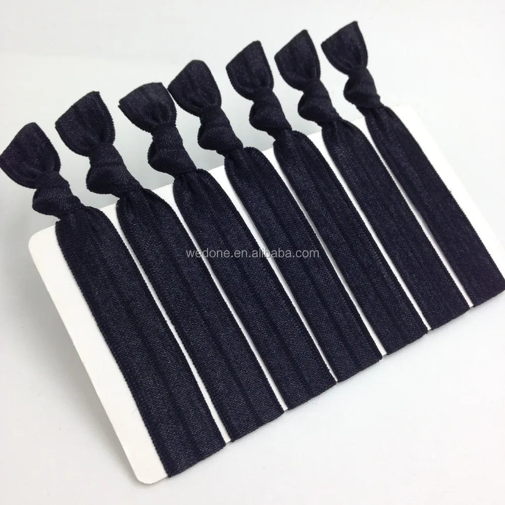 5/8" Fold Over Elastic Band Knotted Hair Tie Black Wholesae Girls Hairband Ponytail Holder Hair Accessories 200pcs/lot