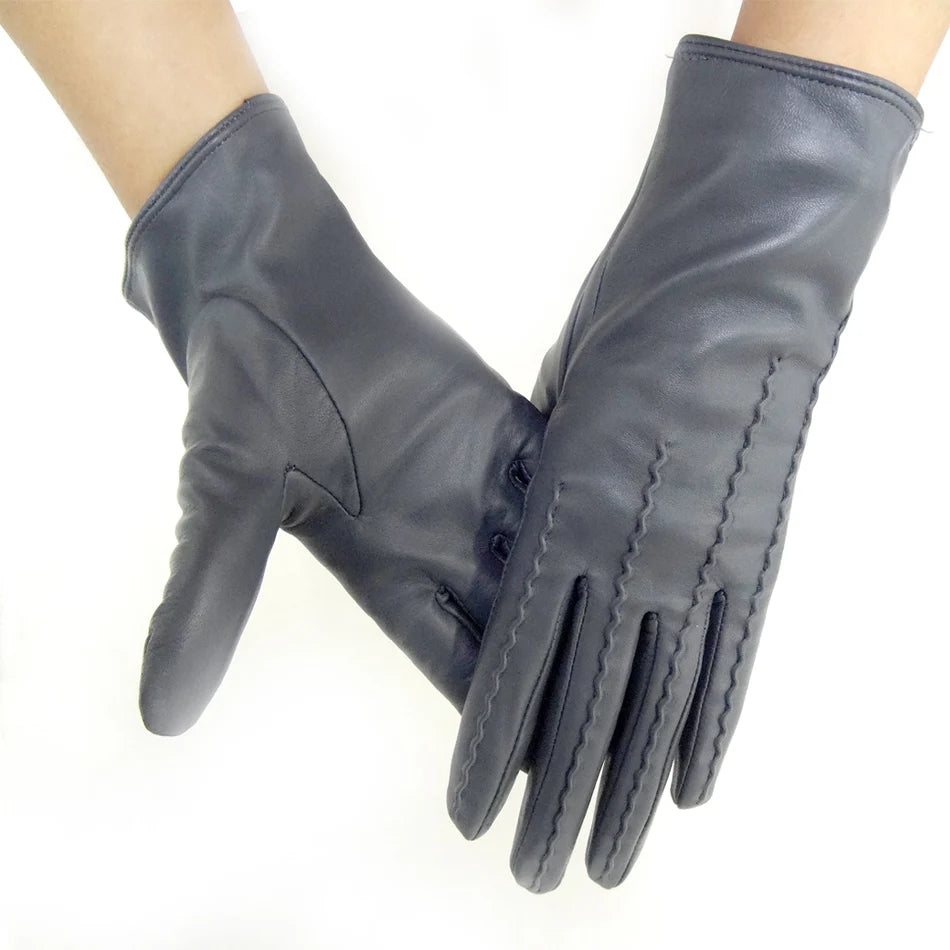 Sample Support Original Fashion Europe Genuine Sheepskin Leather Gloves for Women Sexy Stylish for Daily Cycling Party Winter