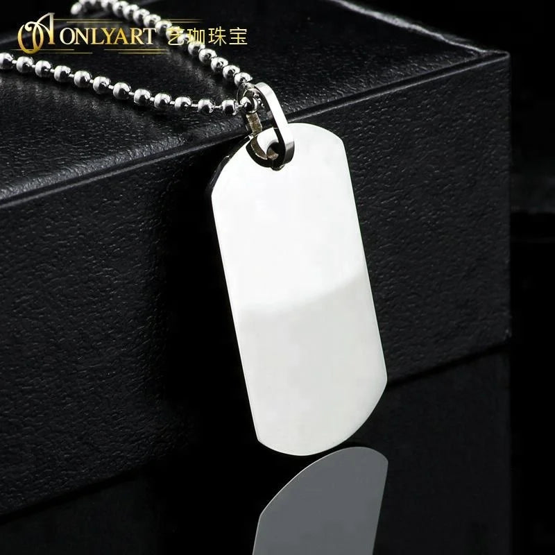Custom Engravable Design Cheap 316 Stainless Steel Dogtag Charm Pendant Jewelry