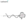 LUOTEEMI Wholesale Fashion Korean New Design White Gold S Shape Clear Cubic Zircon White Pearl Flower Claw Jaw Hair Clips
