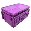Colorful Bulk Big Shipping Box Attached Lid Storage Container Plastic Moving Tote Crates Turnover Boxes