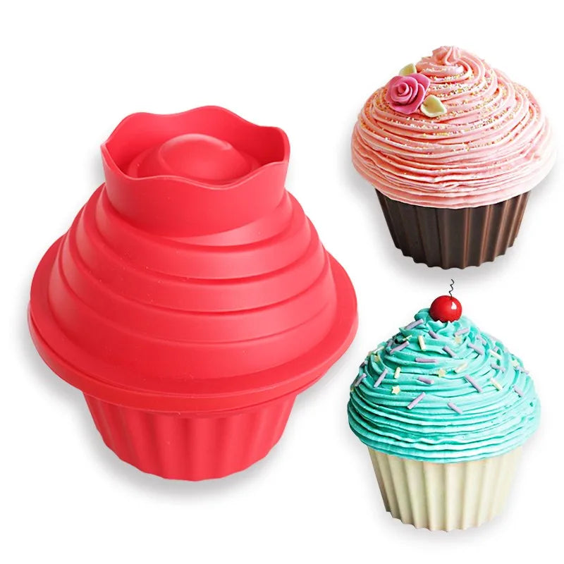 Big Size 3pcs Heat Resistant Silicone Giant Cupcake Mold Safe Lovely Giant Cake Mold Tool