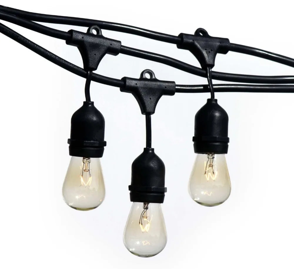 48 Feet Long in Stock Outdoor String Lights with Hanging Sockets Weatherproof Commercial Heavy Duty Festoon Garden Lights