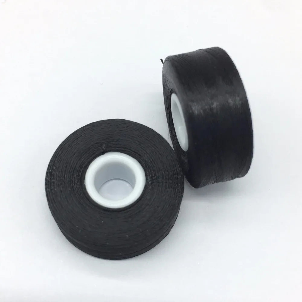 Wholesale Black L 70D/2 Side Less Sewing Thread 100% Spun Cone Polyester Yarn 144pcs/box Pre Wound Bobbin for Embroidery