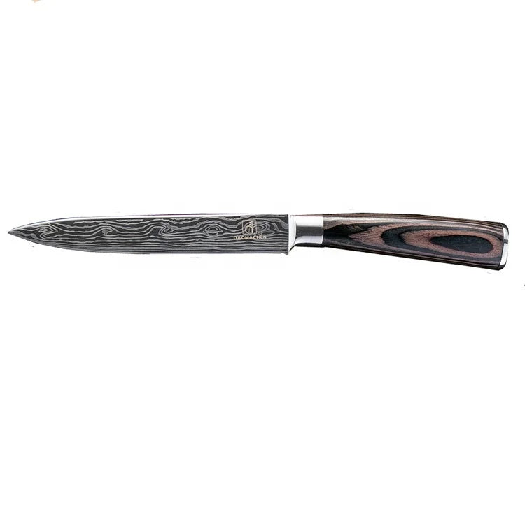 Yangjiang 5.5 Inch Damascus Steel Kitchen Knife with Wood Handle Universal Chef and Utility Knife for Food Buyers