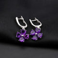 Abiding Clover Flower Luxury Natural Amethyst Gemstone Fashion 925 Sterling Silver Earring Jewelry