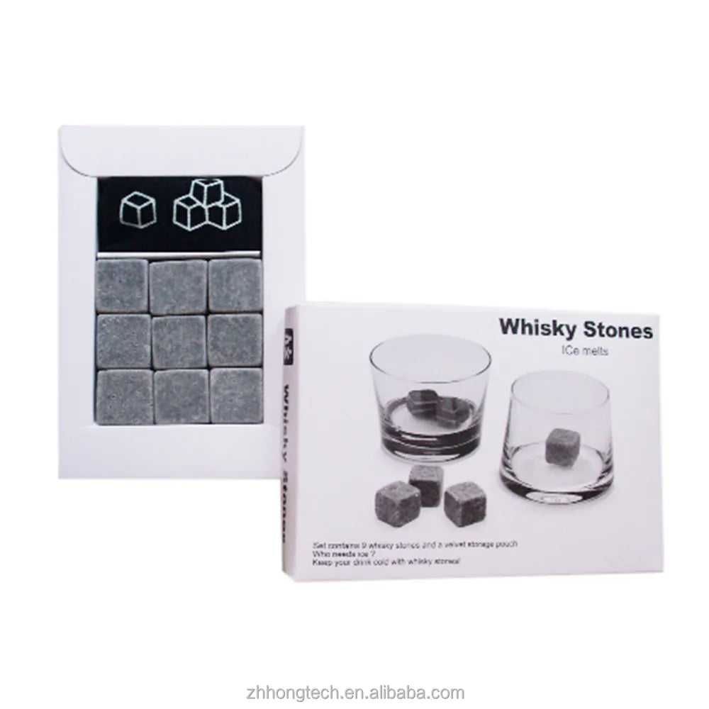 9PCS Set Whiskey Stones Natural Soapstone for Wedding Gift Favor Christmas Bar Whiskey Stones