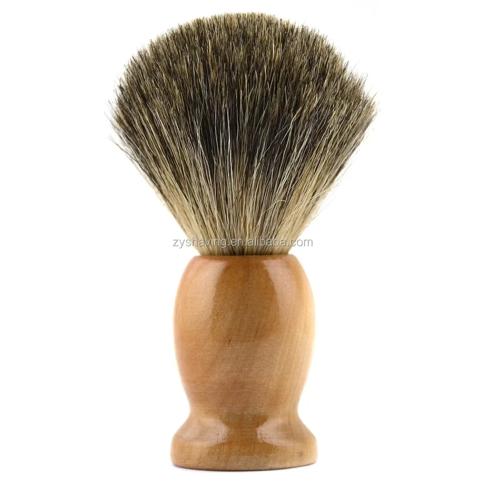 ZY Mix Badger Hair Natural Wood Handle Barber Salon Shave Wet Shaving Brush Schima Beard Grooming Tool Shaver Salon Smooth