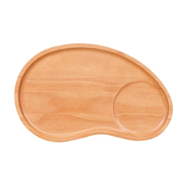 Cute Creative Eco-Friendly Vintage Natural Beech Wood Handcrafted Cashew Shaped Dessert Plate