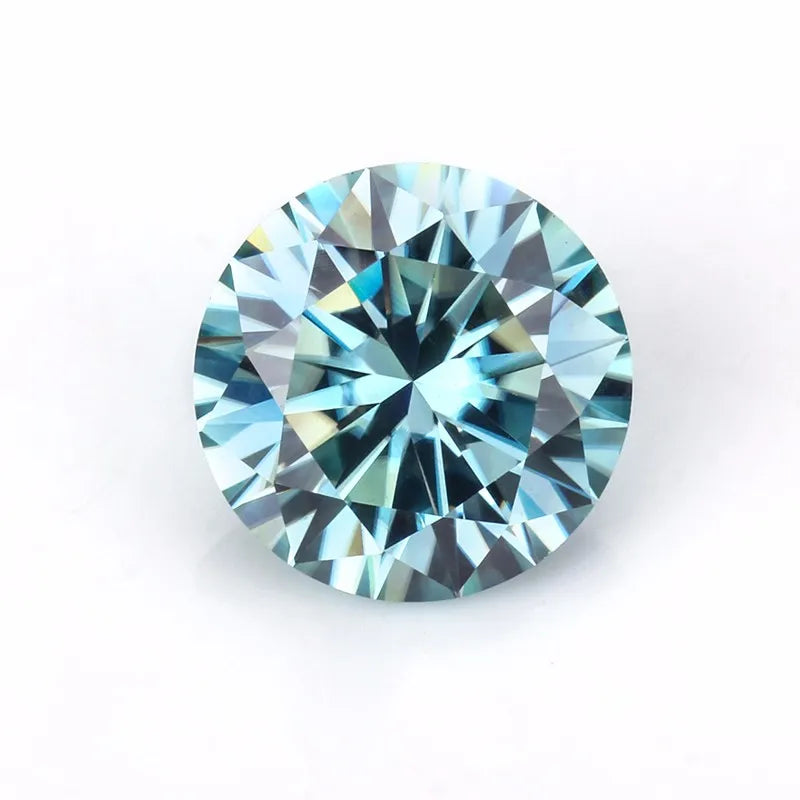 Starsgem Round Hearts and Arrows Cut Color Moissanite 1ct 6.5 mm Loose Stone Aqua Moissanite