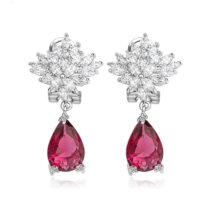 LUOTEEMI Wholesale Jewelry New White Gold Plated Waterdrop Pendant Earring Women Fashion Girls Bridesmaid Wedding Earrings