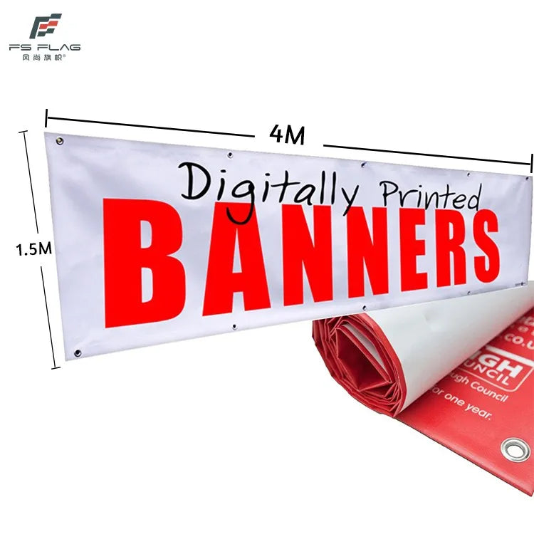 Custom Size Color Design Portable Waterproof UV Resistant Fence Outdoor Wall Digital Printing Advertising PVC Vinyl Signs Banner