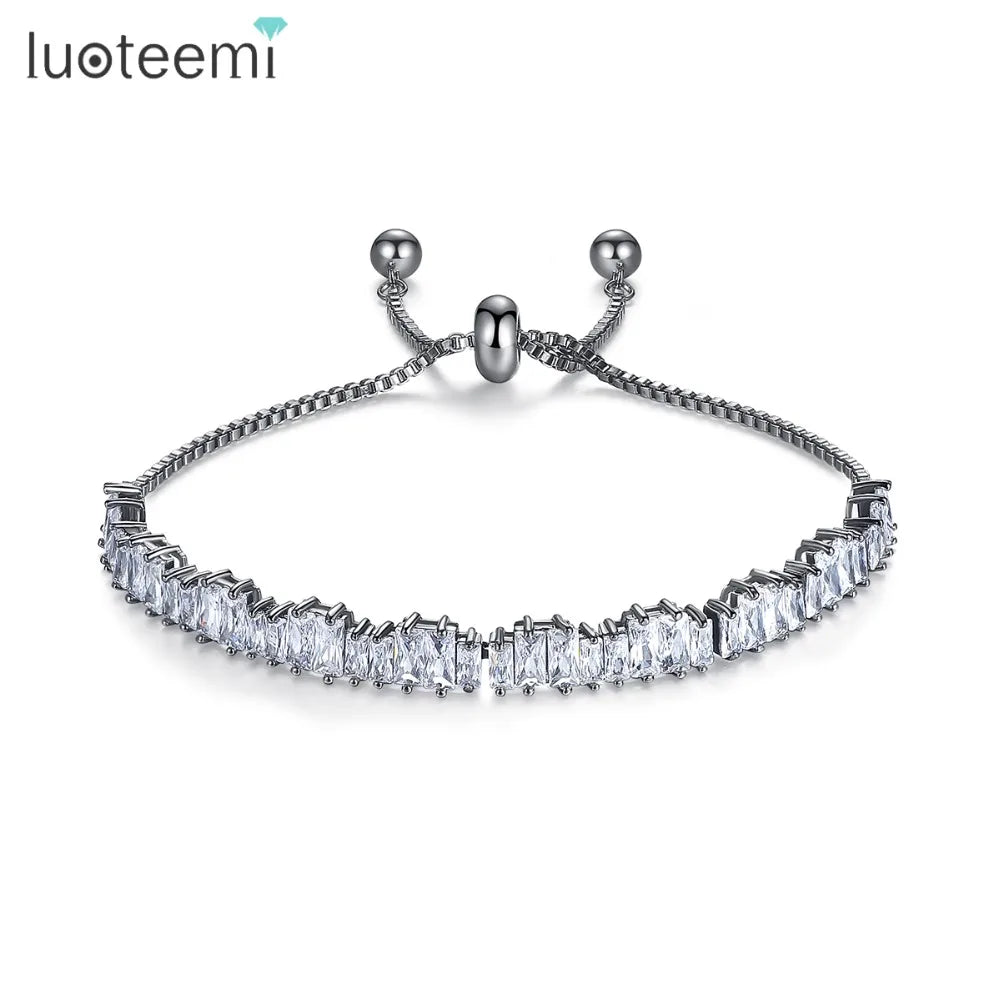 LUOTEEMI Newest Black Color Chain Link Bracelet CZ Micro Pave Pulseira Feminina Jewellery Gift Party