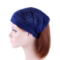 Bulk Stock Girls Elastic Plain Head Wrap Rhinestone Sport Yoga Headband Girls Twist Knotted Cotton Washing Use Hair Band TD-10A