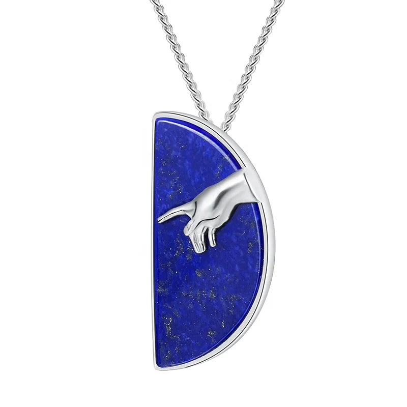 925 Sterling Silver Antique Hand of God From the Creation of Adam Custom Silver Pendant for Women Jewelry